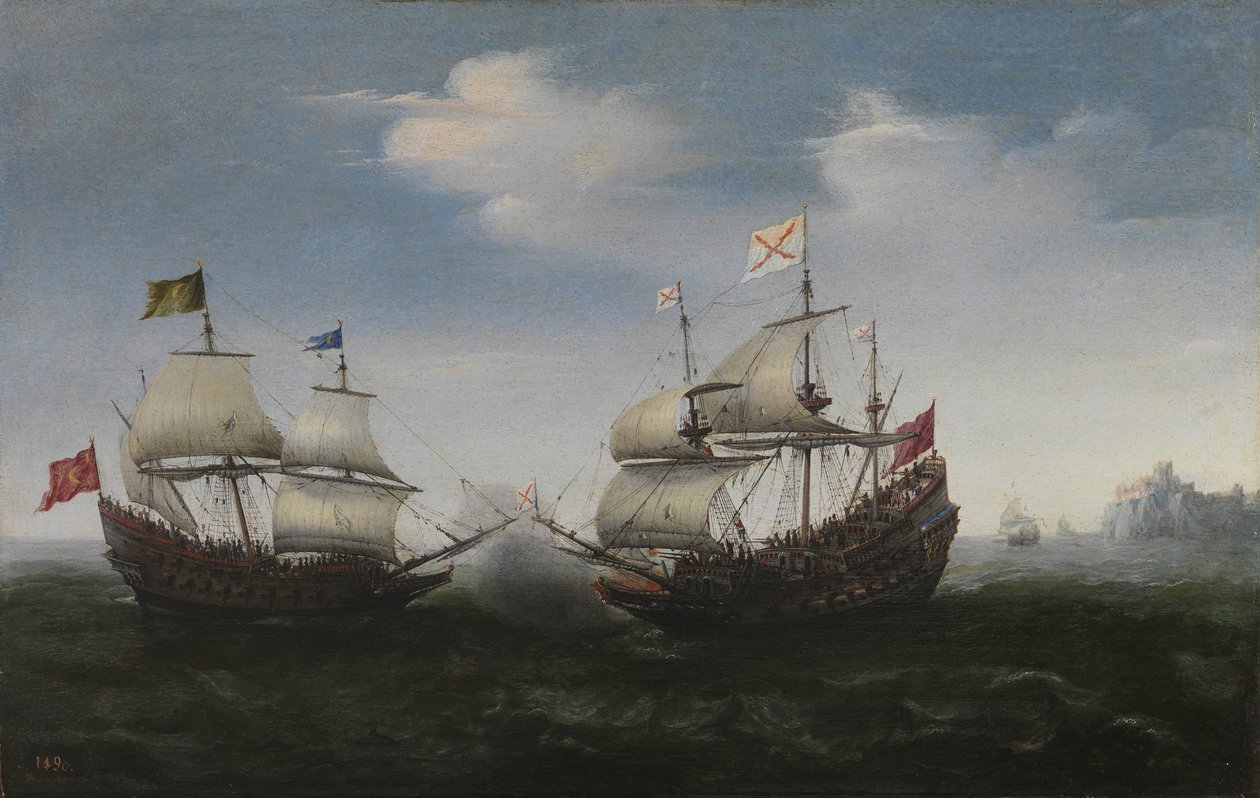 Søkamp mod en klippekyst, 1627 af Hendrick Cornelisz. Vroom