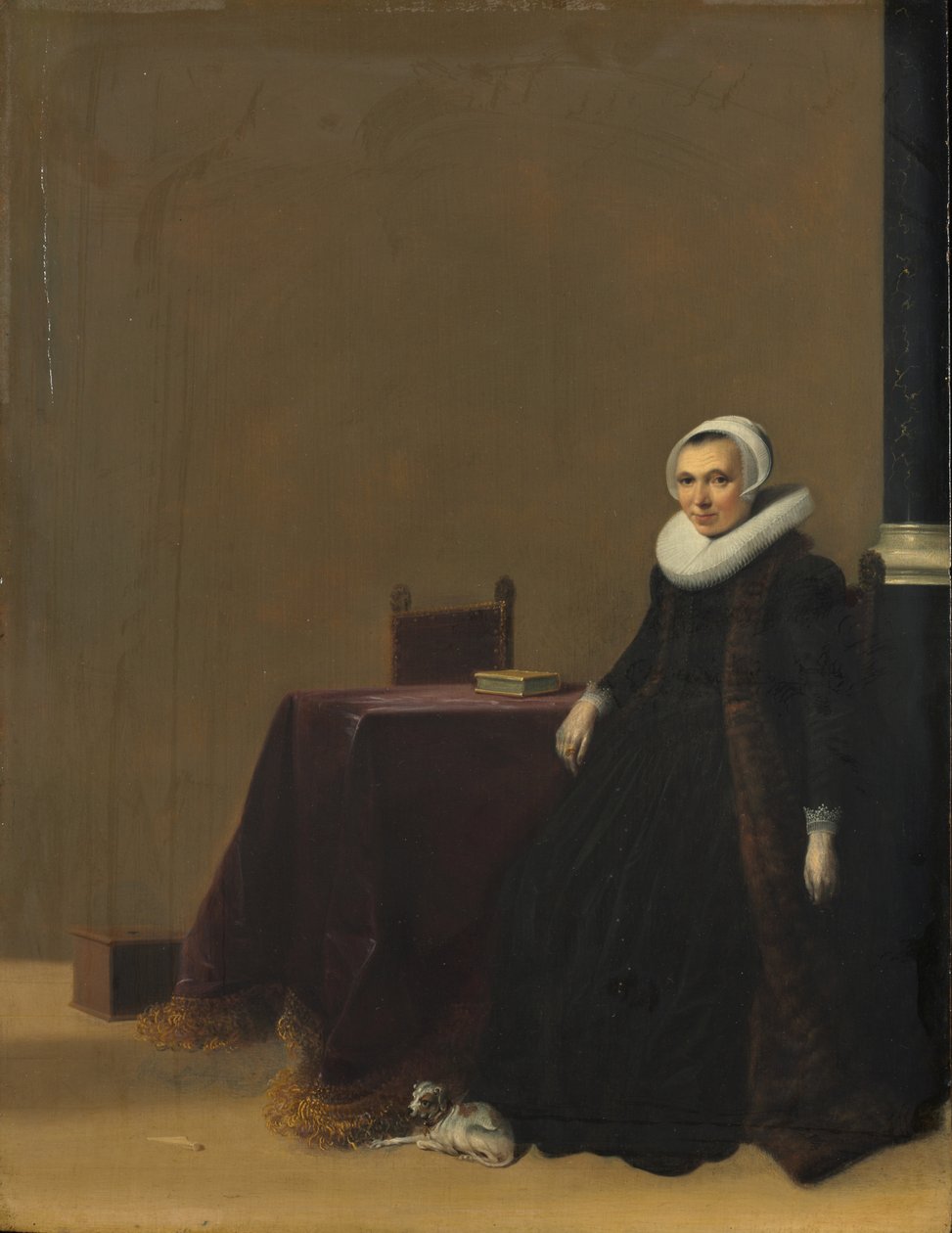 Portræt af en kvinde med en hund, ca. 1635 af Hendrick Gerritsz Pot