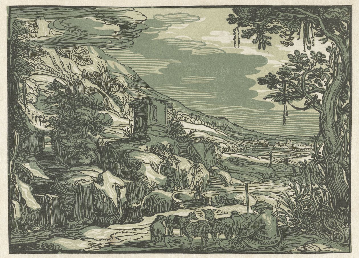Arkadisk landskab af Hendrick Goltzius (rejected attribution)