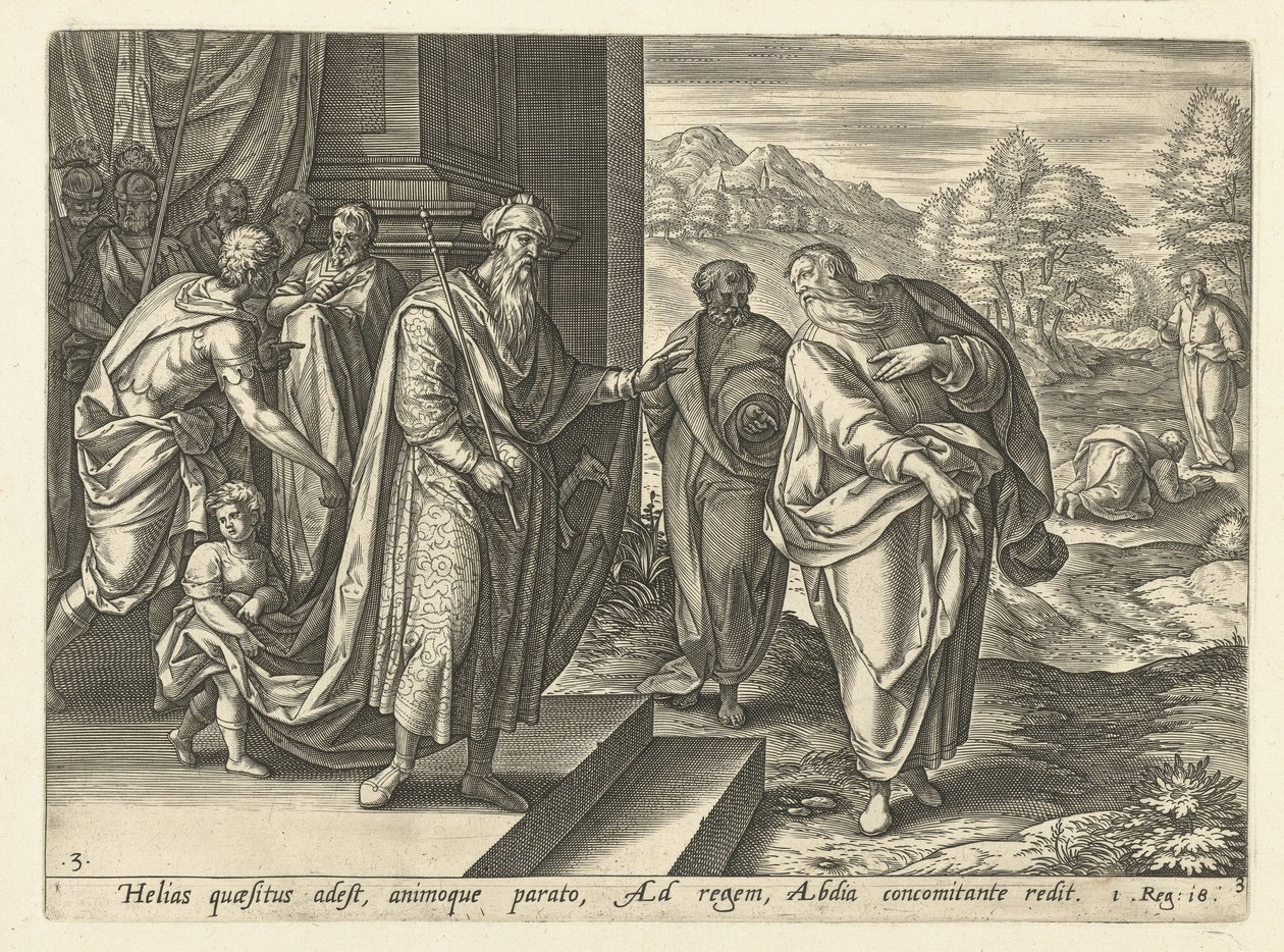 Elias taler for anden gang med kong Akab Elias historie (serietitel) af Hendrick Goltzius (rejected attribution)