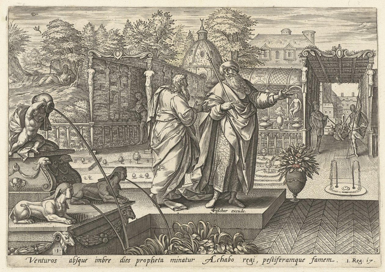 Elias forudsiger en tørke for kong Akab Elias historie (serietitel) af Hendrick Goltzius (rejected attribution)