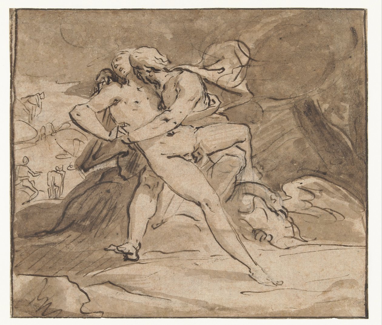 Jupiter omfavner Io af Hendrick Goltzius (school of)