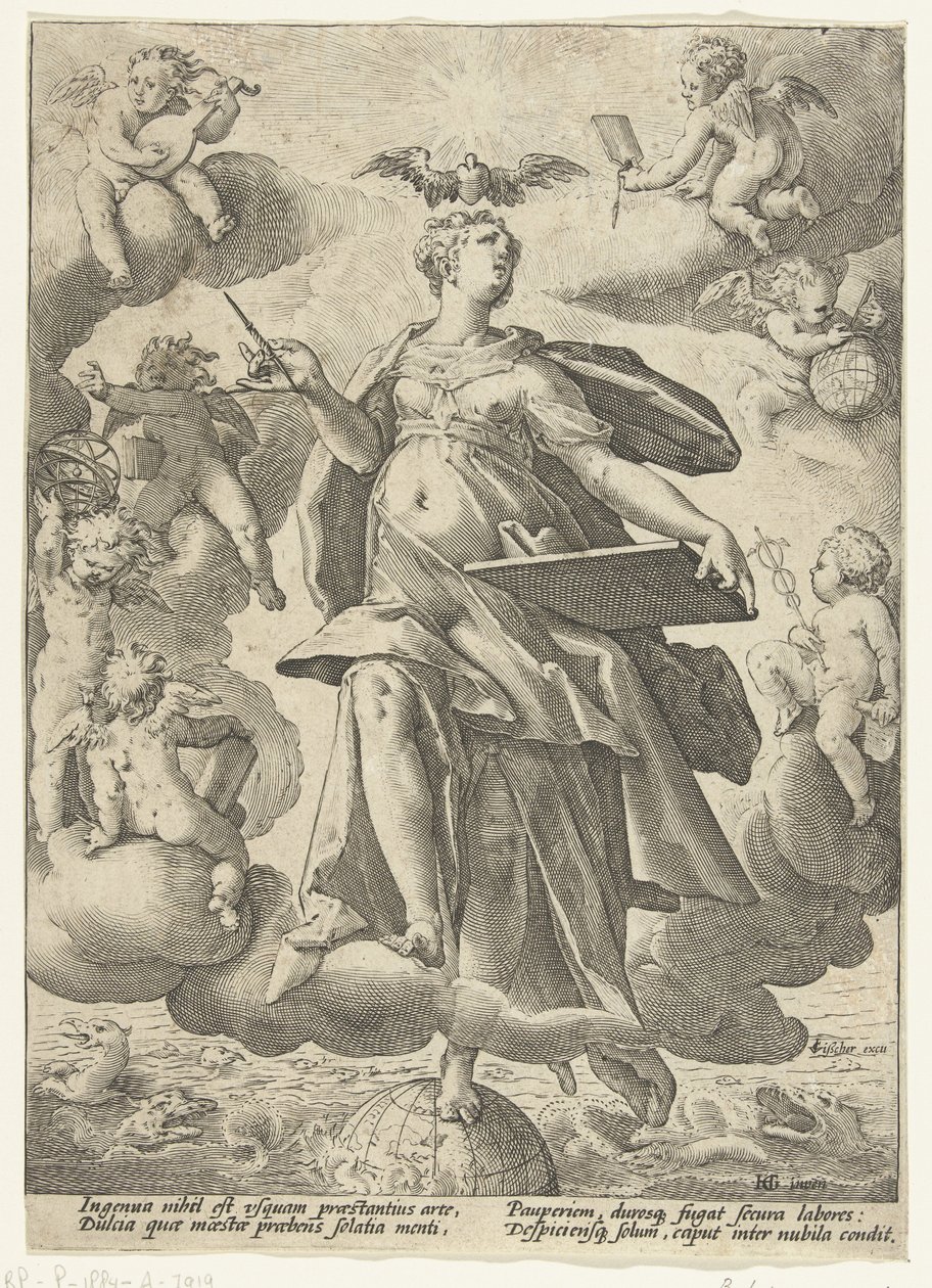 Allegori over kunst af Hendrick Goltzius (workshop of)