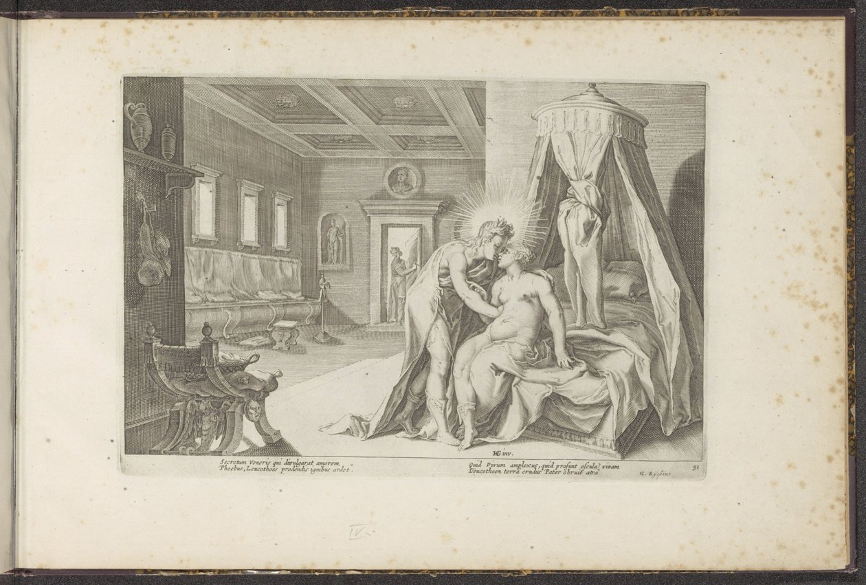Apollo forfører Leucothea Ovids metamorfoser (serietitel) Genskabelser af P. Ovidius Naso (serietitel) af Hendrick Goltzius (workshop of)