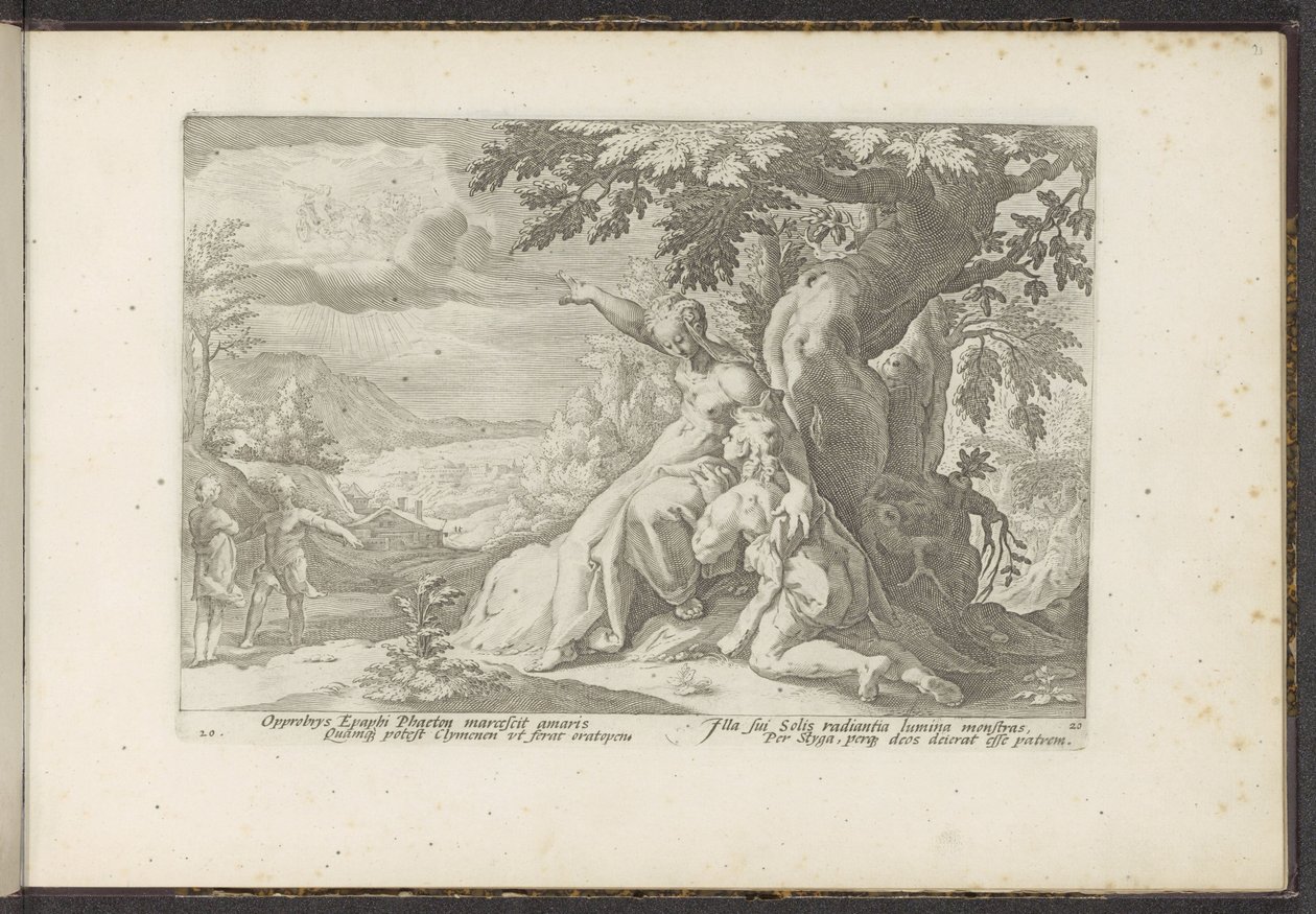 Clymene tildeler Phaethon sin far, solguden Ovids metamorfoser (serietitel) Genskabelser af P. Ovidius Naso (serietitel) af Hendrick Goltzius (workshop of)