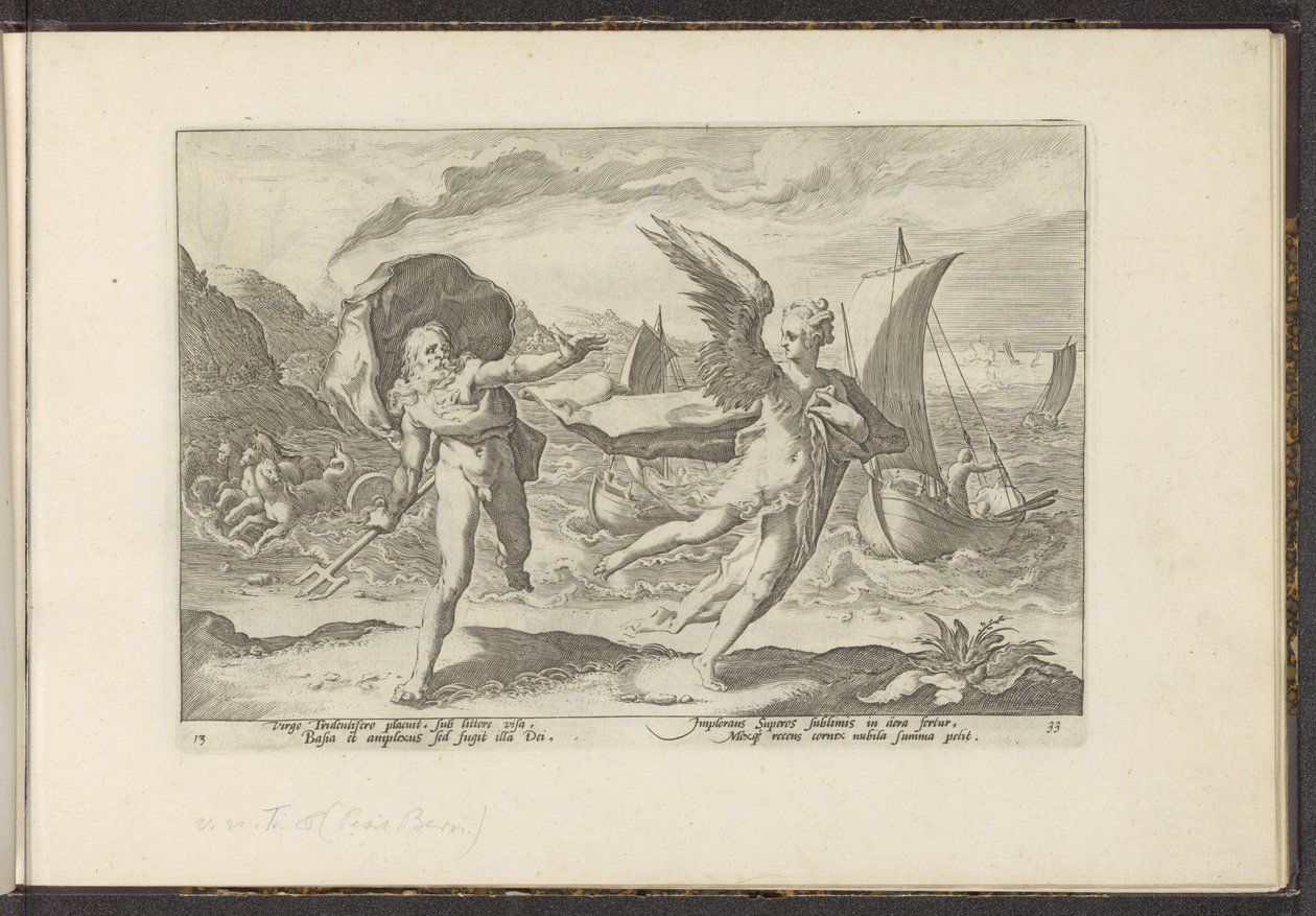 Cornix bliver til en krage Ovids metamorfoser (serietitel) Genskabelser af P. Ovidius Naso (serietitel) af Hendrick Goltzius (workshop of)