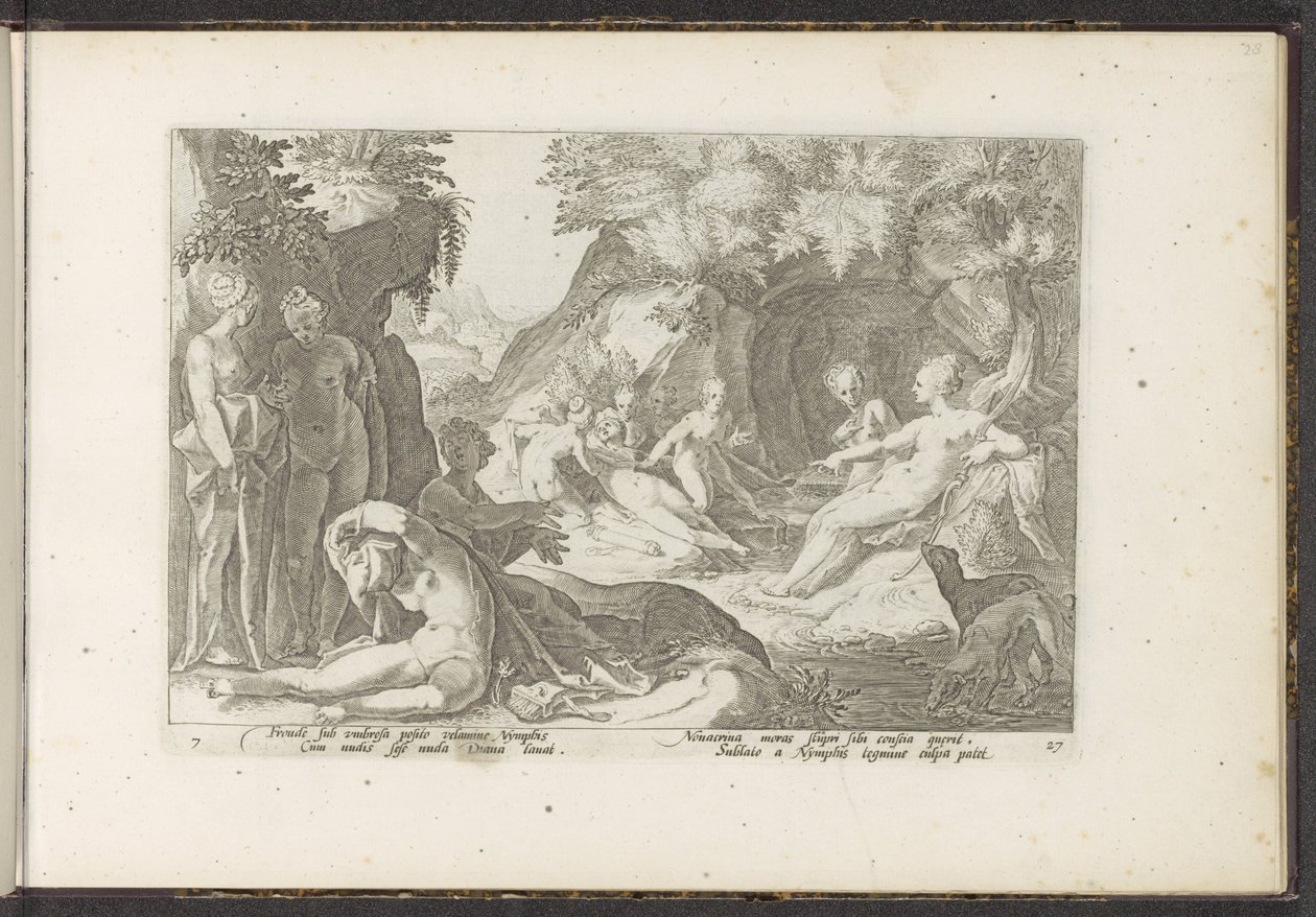 Diana opdager Callisto .s graviditet Ovids metamorfoser (serietitel) Genskabelser af P. Ovidius Naso (serietitel) af Hendrick Goltzius (workshop of)
