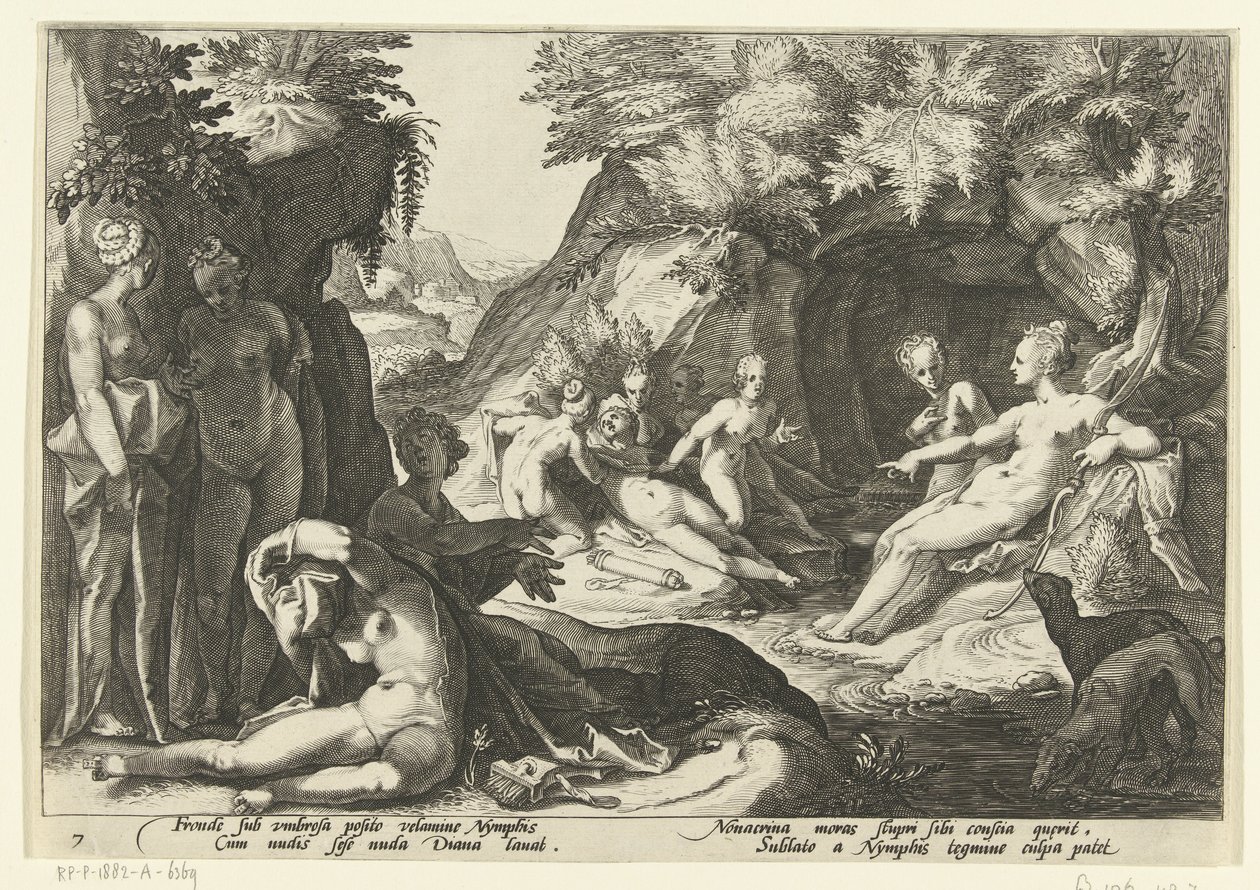 Diana opdager Callisto .s graviditet Ovids metamorfoser (serietitel) af Hendrick Goltzius (workshop of)