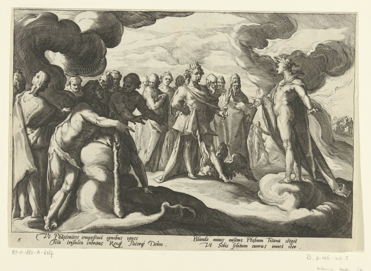 Guder beder solguden om at køre på sin vogn igen Ovids metamorfoser (serietitel) af Hendrick Goltzius (workshop of)