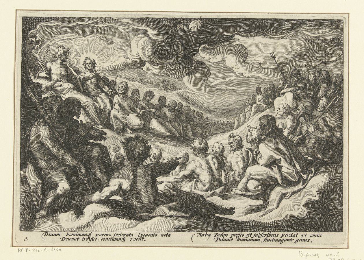 Jupiter tilkalder de olympiske guder Ovids metamorfoser (serietitel) af Hendrick Goltzius (workshop of)