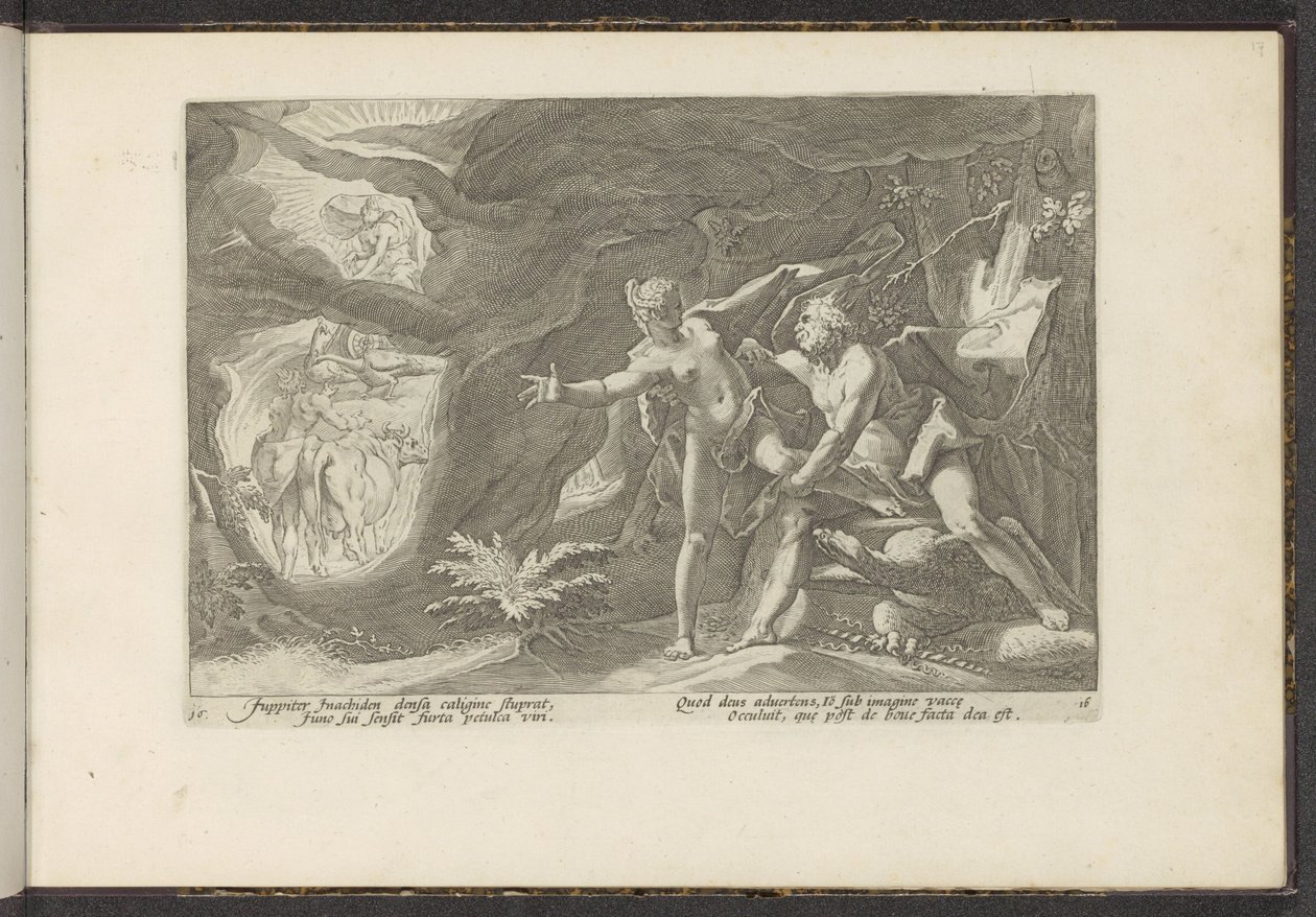 Jupiter angriber Io Ovids metamorfoser (serietitel) Genskabelser af P. Ovidius Naso (serietitel) af Hendrick Goltzius (workshop of)