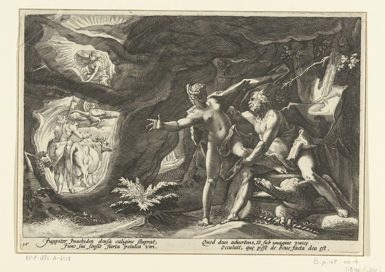 Jupiter angriber Io Ovids metamorfoser (serietitel) af Hendrick Goltzius (workshop of)