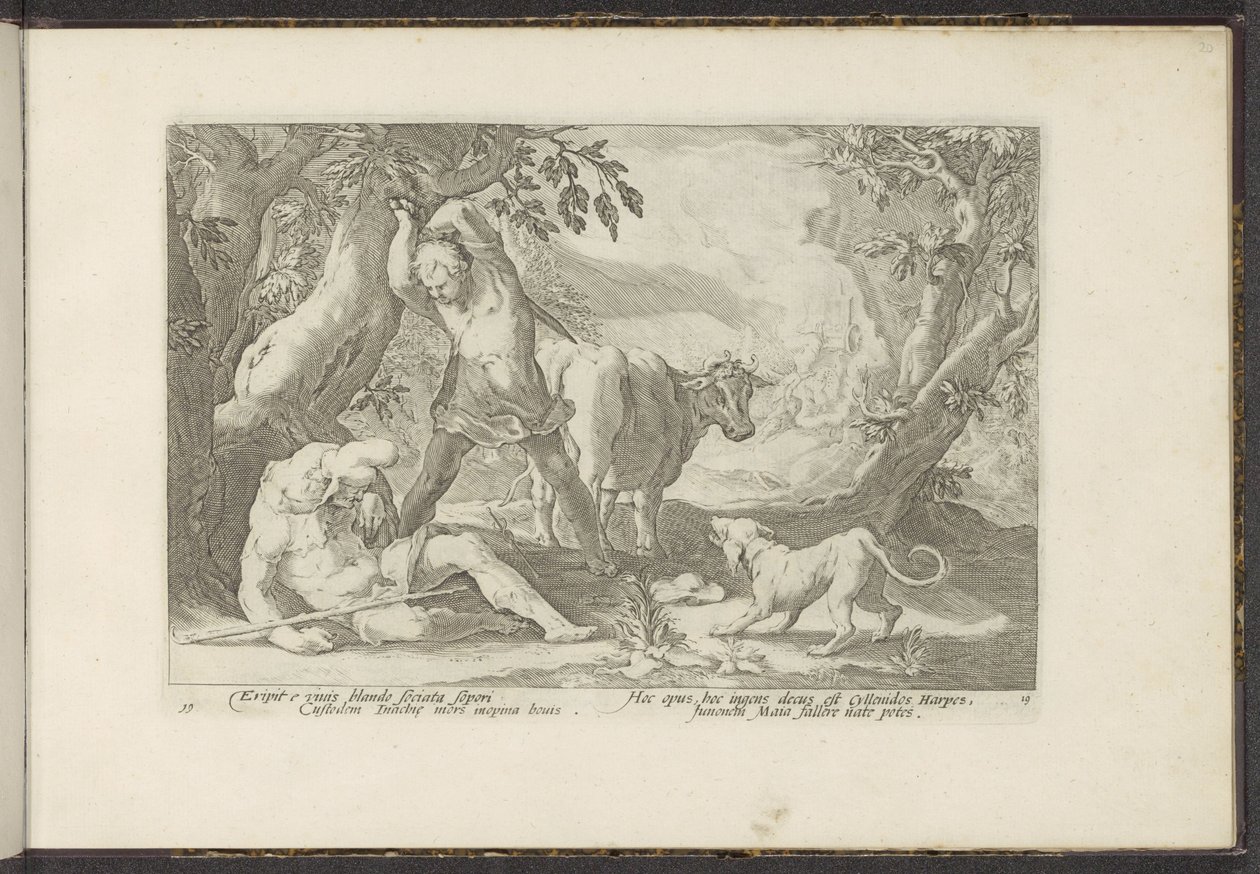 Mercurius doodt Argus Ovids metamorfoser (serietitel) The Herescheppingen van P. Ovidius Naso (serietitel) af Hendrick Goltzius (workshop of)