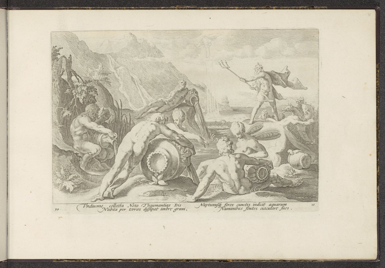 Neptun og flodguderne forårsager en oversvømmelse Ovids metamorfoser (serietitel) Genskabelser af P. Ovidius Naso (serietitel) af Hendrick Goltzius (workshop of)