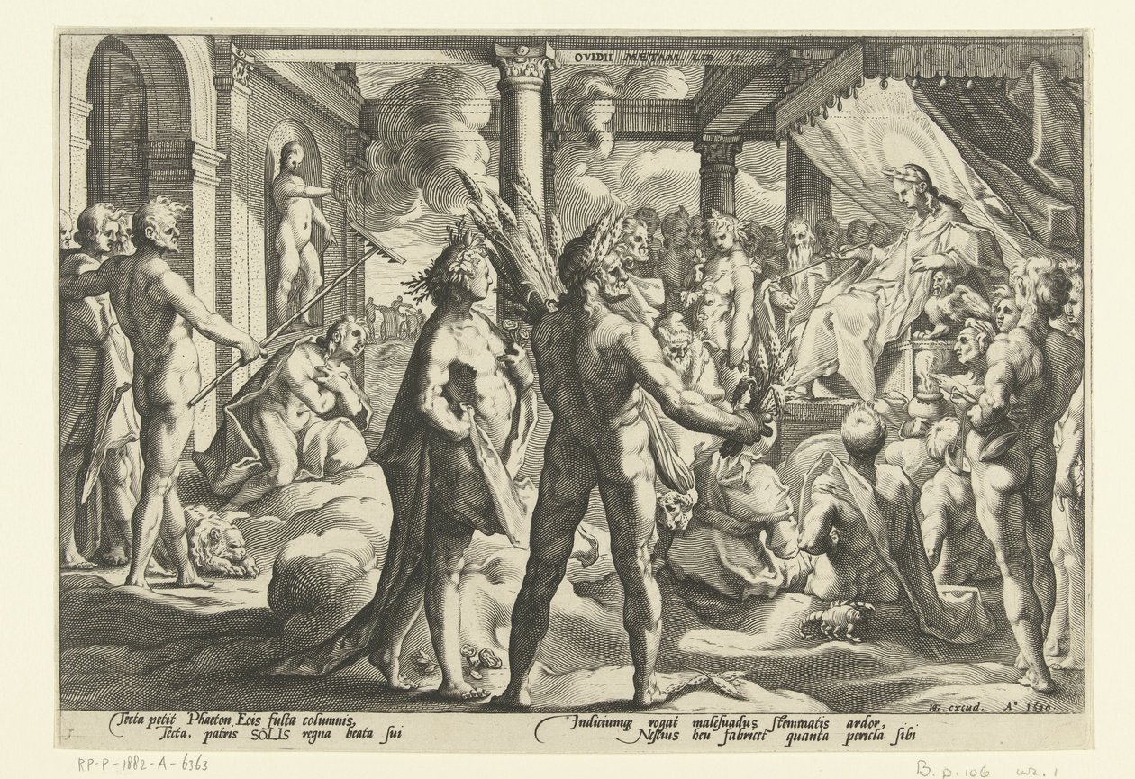 Phaeton i Helios-paladset Ovids metamorfoser (serietitel) af Hendrick Goltzius (workshop of)