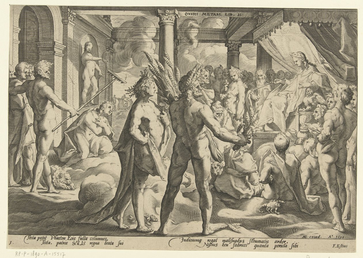 Phaeton i Helios-paladset Ovids metamorfoser (serietitel) af Hendrick Goltzius (workshop of)