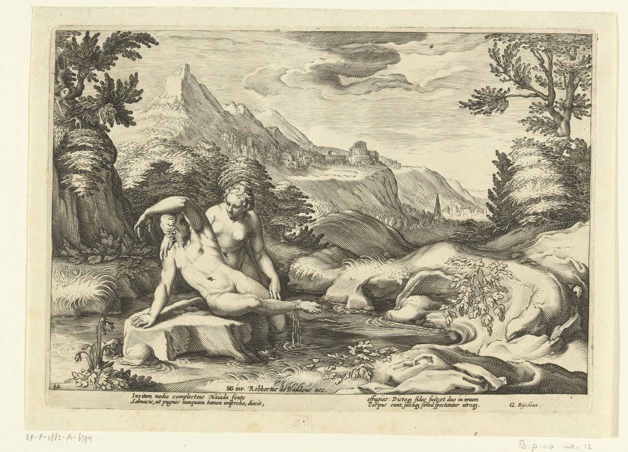 Salmacis og Hermafroditus Ovids Metamorfosen (serietitel) af Hendrick Goltzius (workshop of)