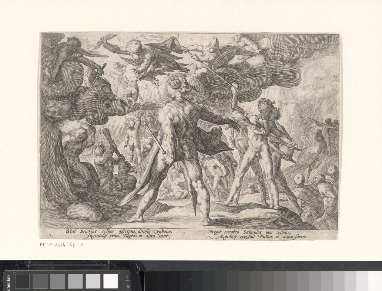 Kamp mellem guderne og kæmperne Metamorphoses of Ovid (serietitel) af Hendrick Goltzius (workshop of)