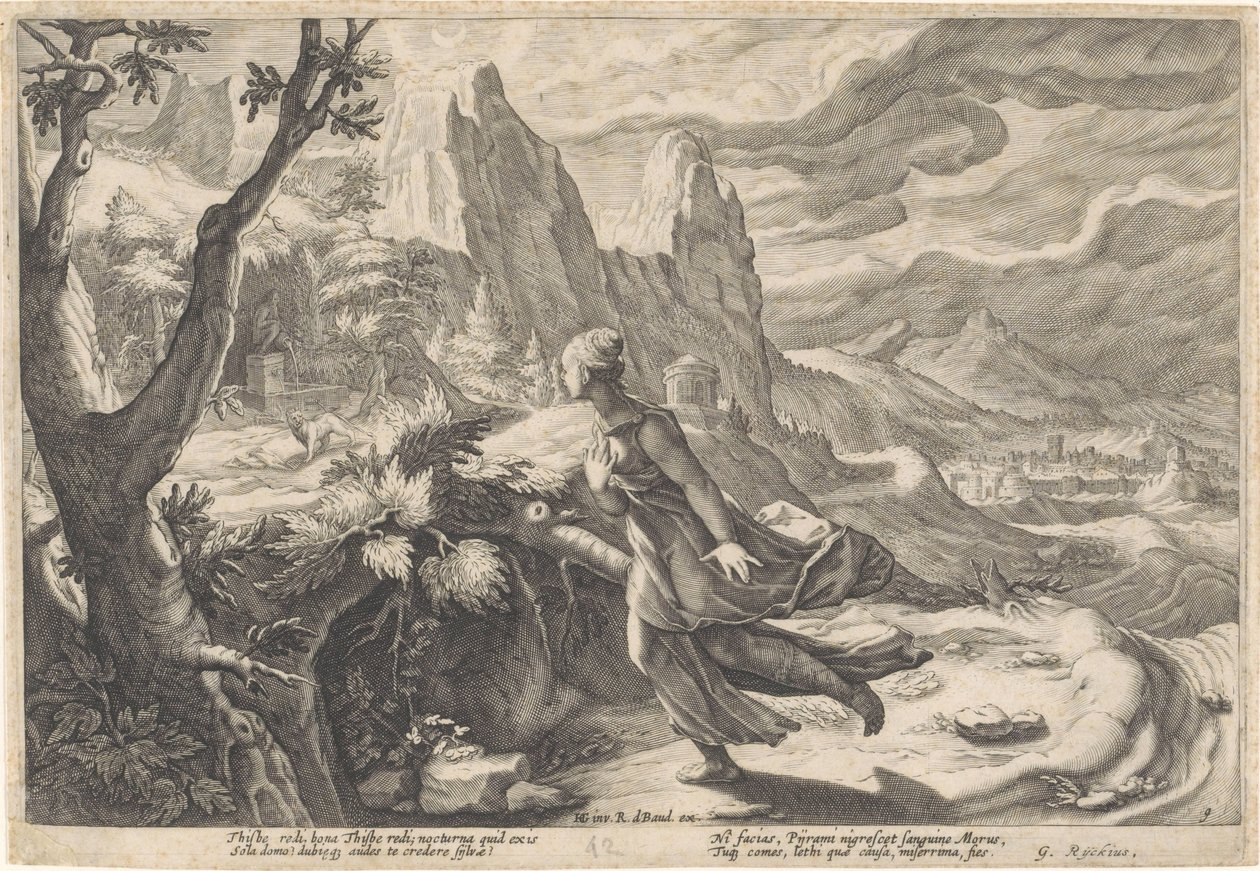 Denne flygter fra løvinden Metamorphoses of Ovid (serietitel) af Hendrick Goltzius (workshop of)