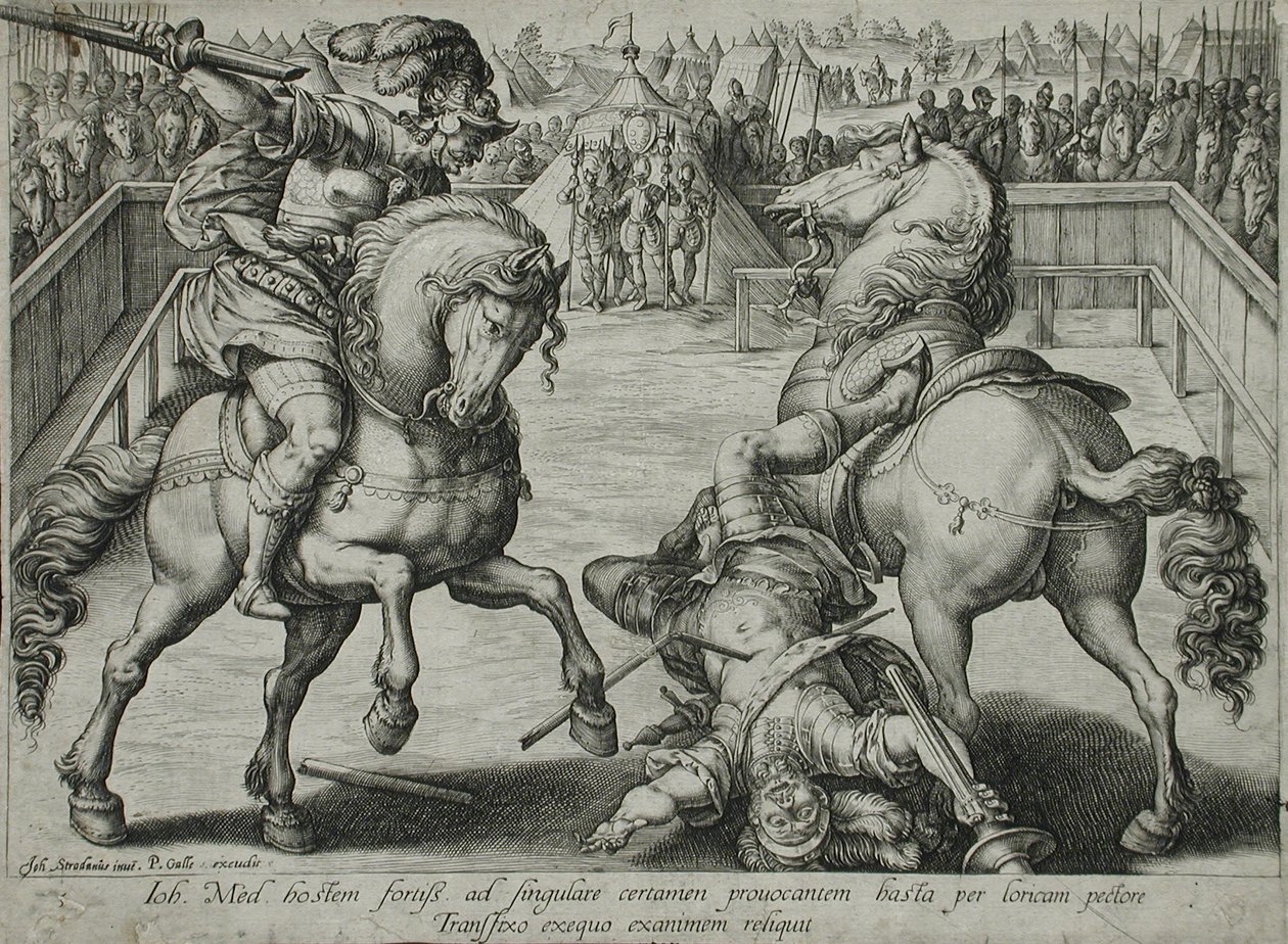 En duel til hest af Hendrick Goltzius