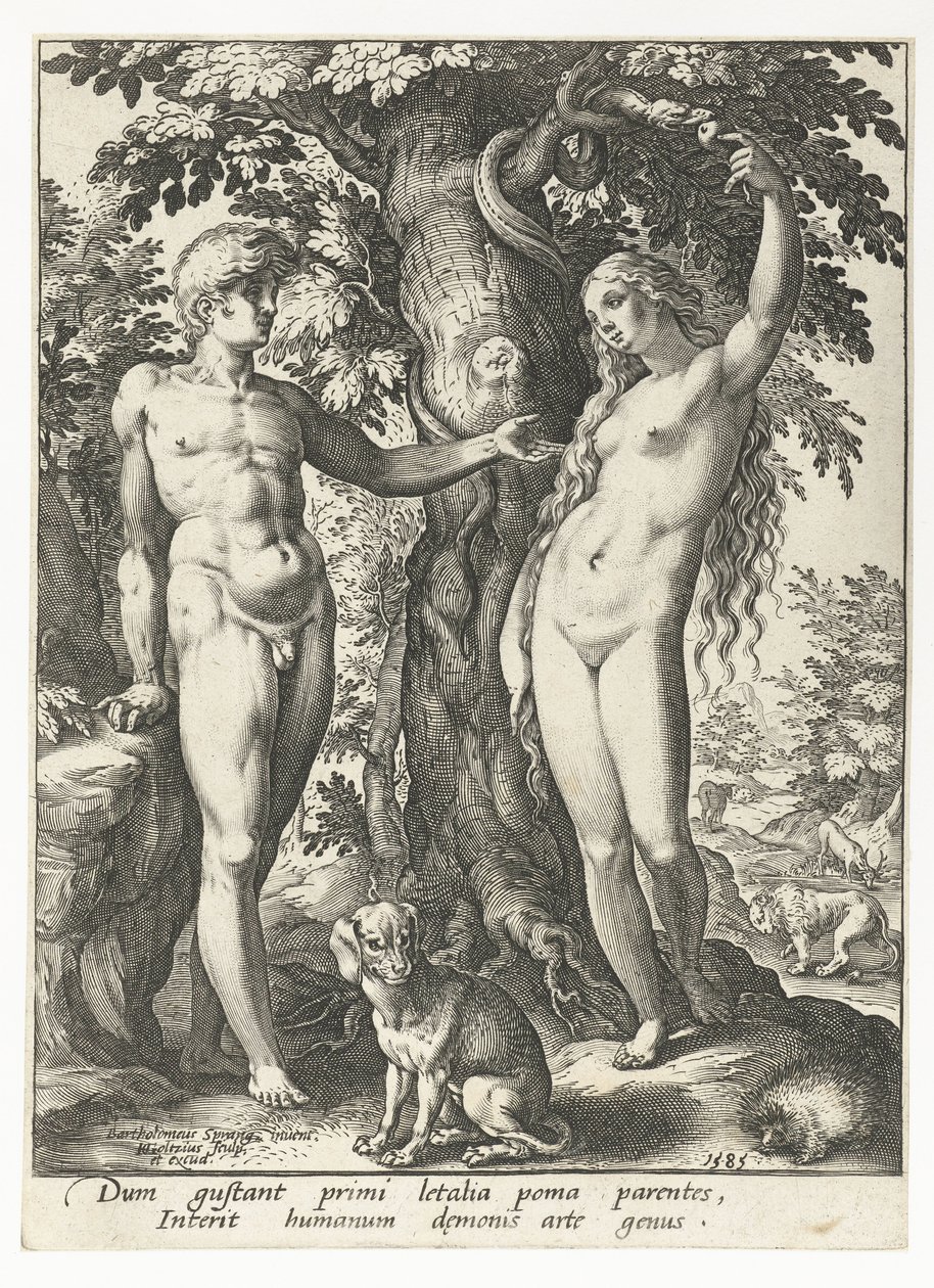 Adam og Eva og slangen af Hendrick Goltzius