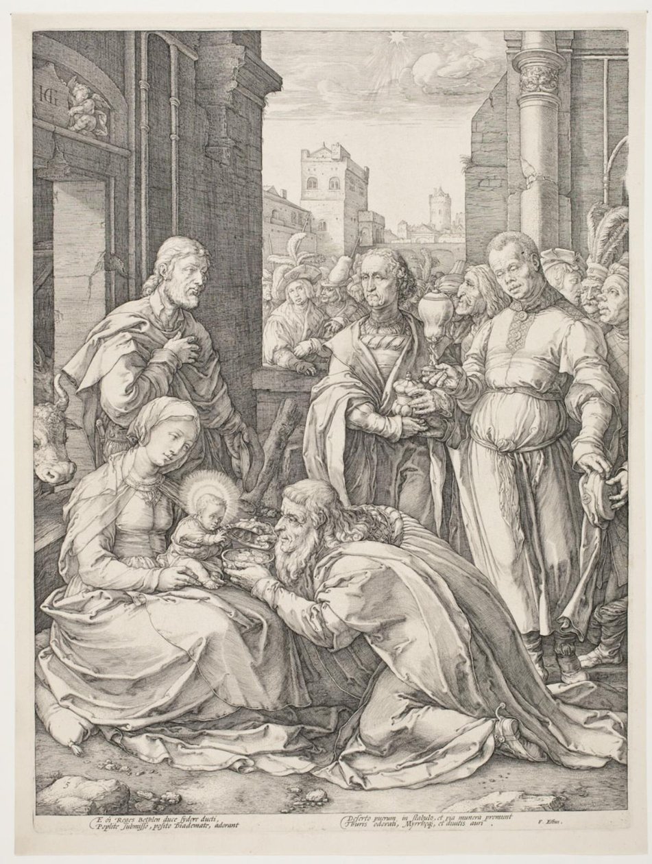 Tilbedelse af Magi af Hendrick Goltzius