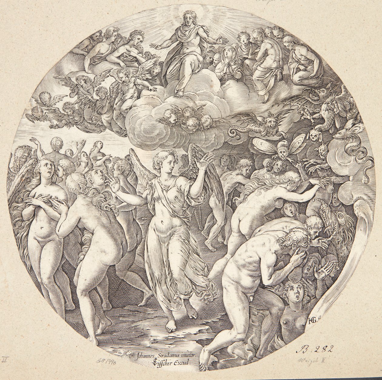 Adskillelsen af de frelste og de fordømte af Hendrick Goltzius