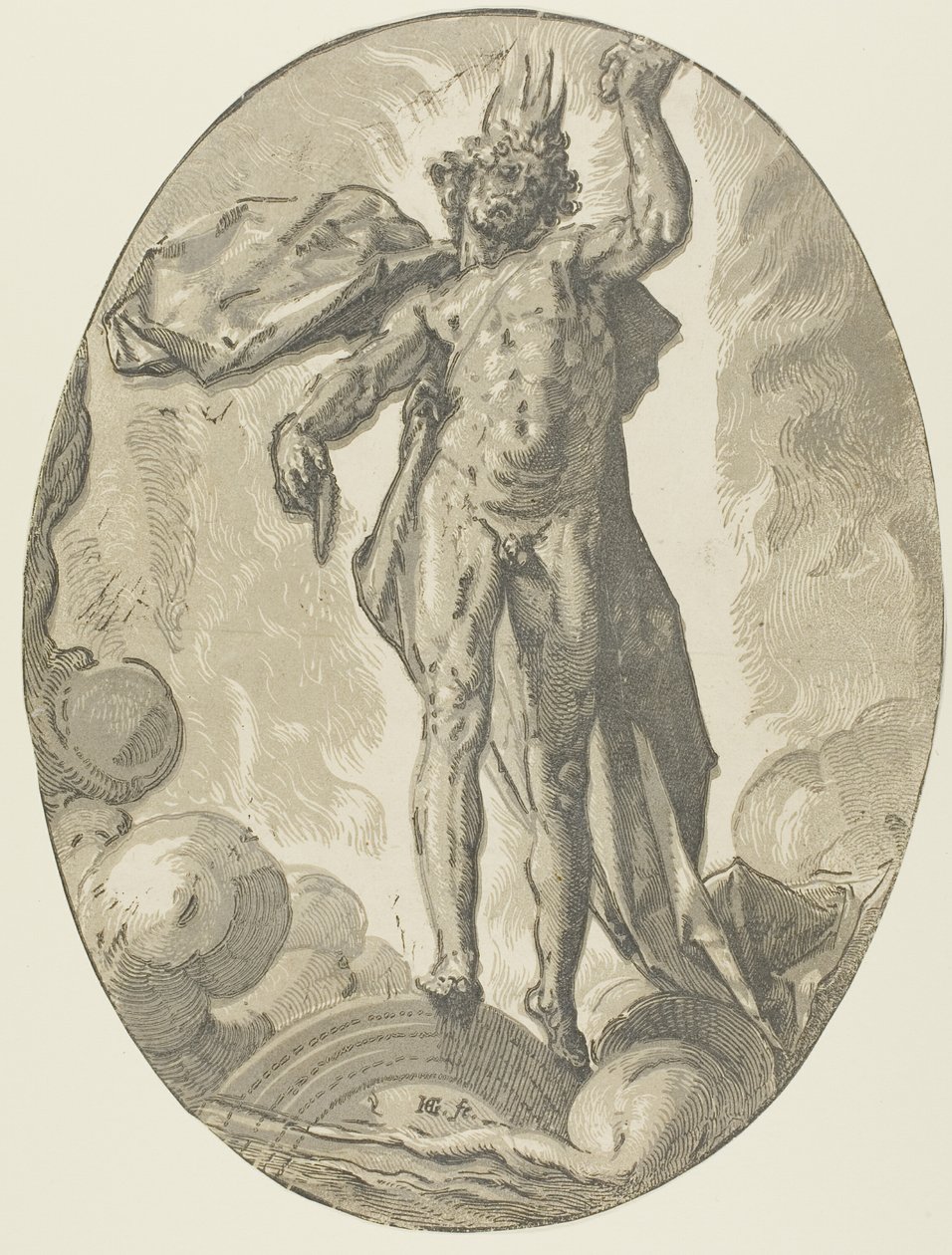 Aether, plade seks fra Demogorgon and the Deities af Hendrick Goltzius