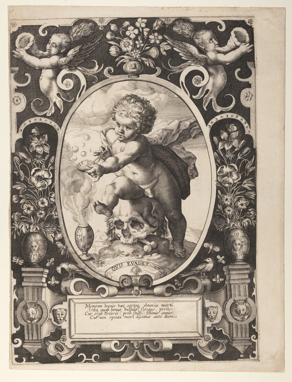 Allegori om forgængelighed (Quis Evadet) af Hendrick Goltzius