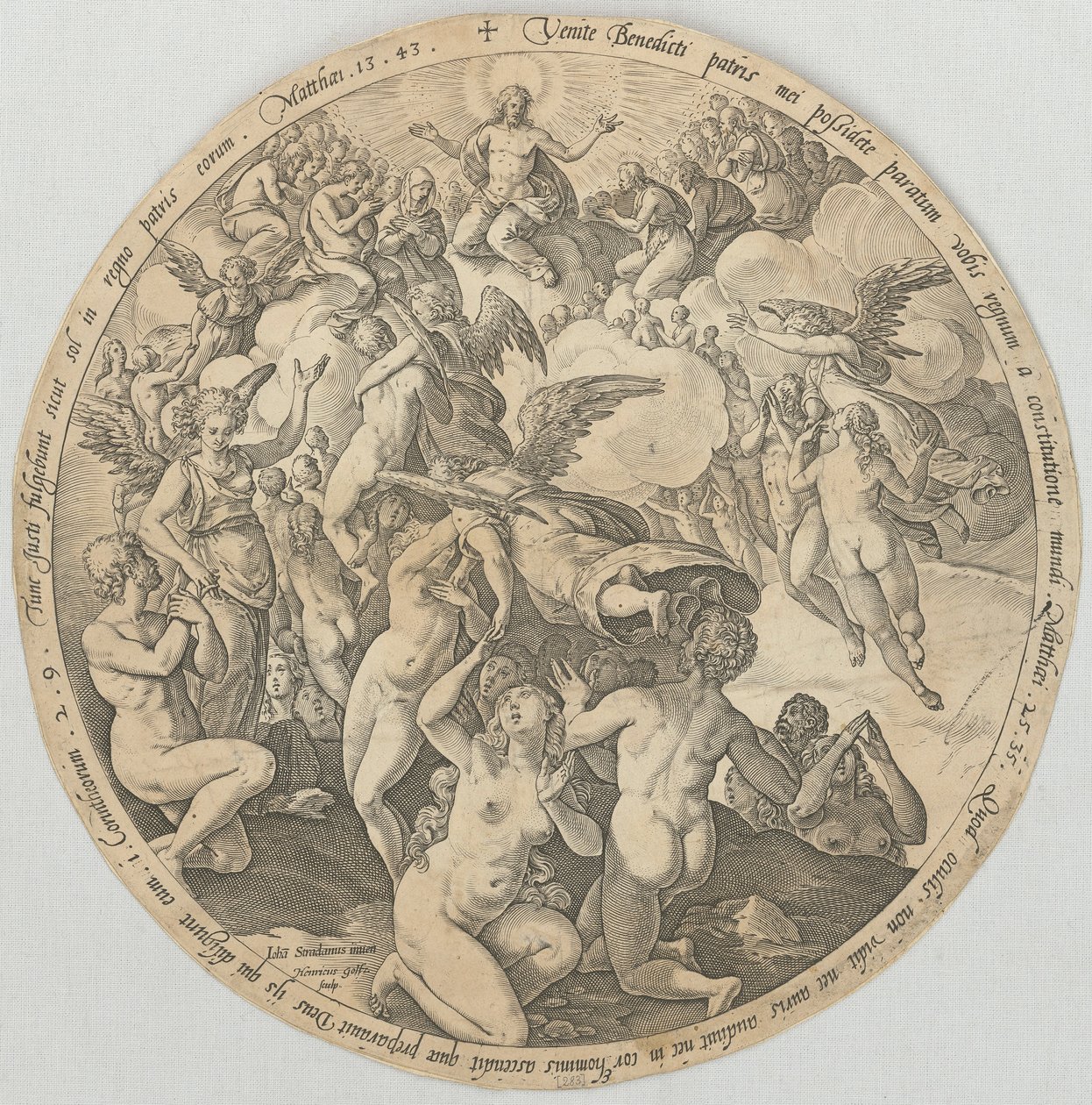 De retfærdiges himmelfart, blad 3 i serien »De fire sidste ting« af Hendrick Goltzius