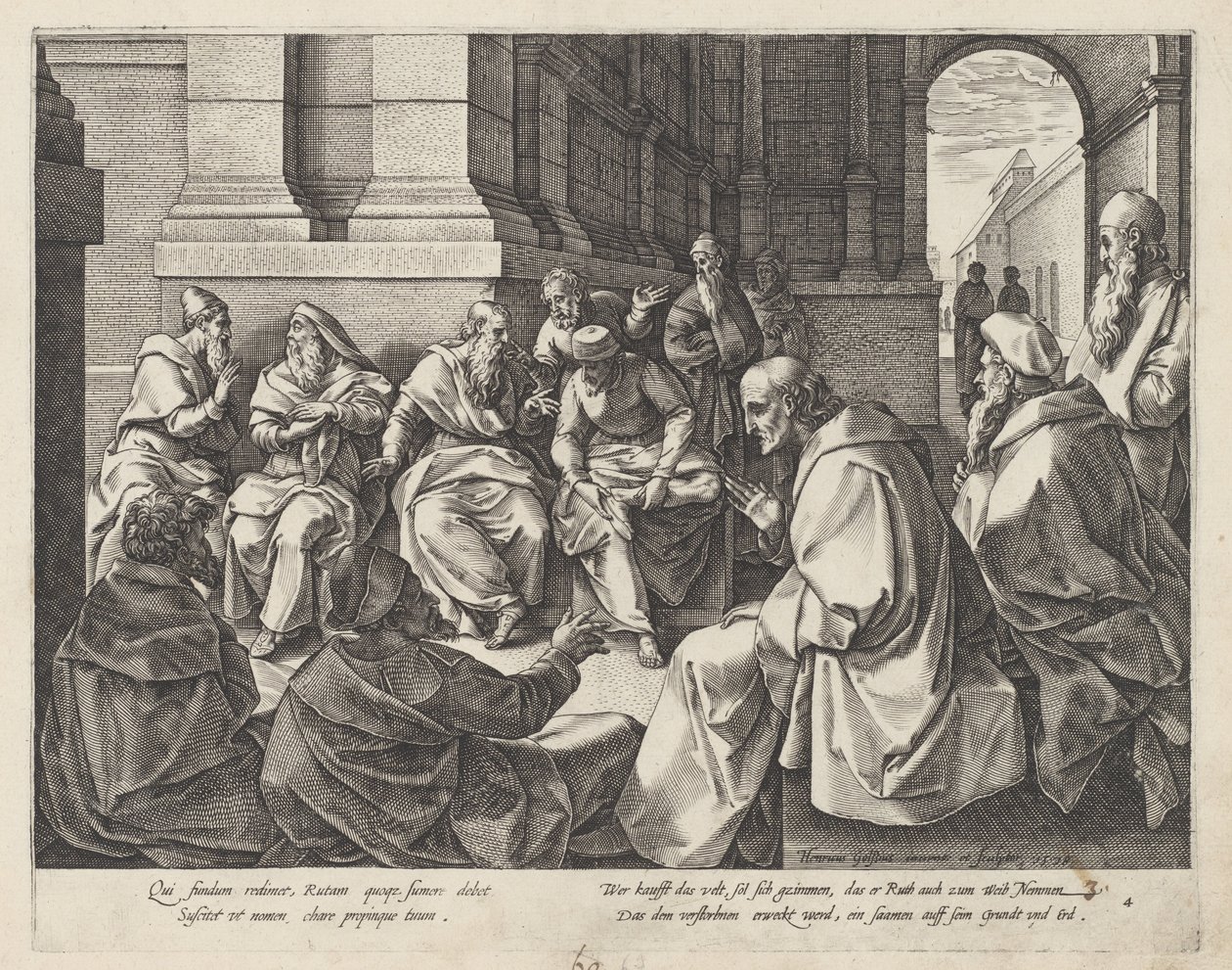Boaz og de ældste The History of Ruth (serietitel) af Hendrick Goltzius