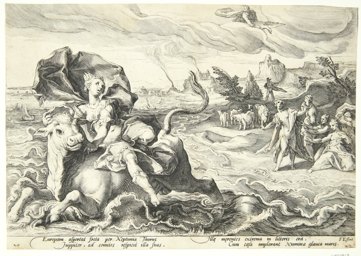Bortførelsen af Europa af Hendrick Goltzius
