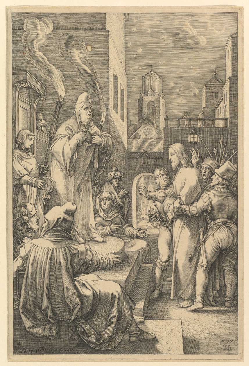 Kristus foran Kajfas, fra «Kristi lidelse» af Hendrick Goltzius