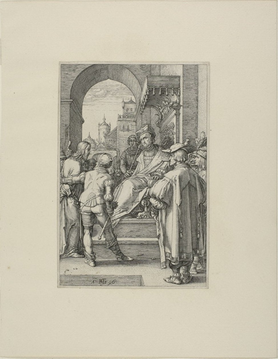 Kristus før Pilatus, tallerken fem fra The Passion of Christ af Hendrick Goltzius