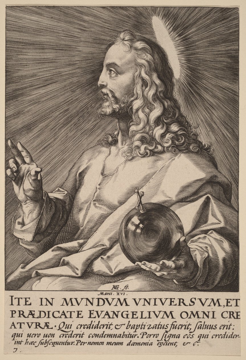 Kristus som Salvator Mundi af Hendrick Goltzius