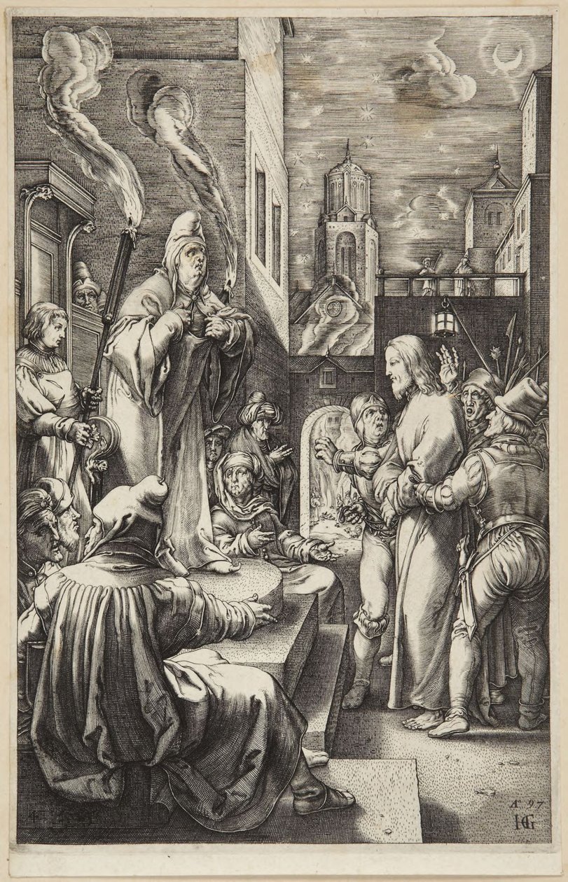Kristus foran Kajfas af Hendrick Goltzius