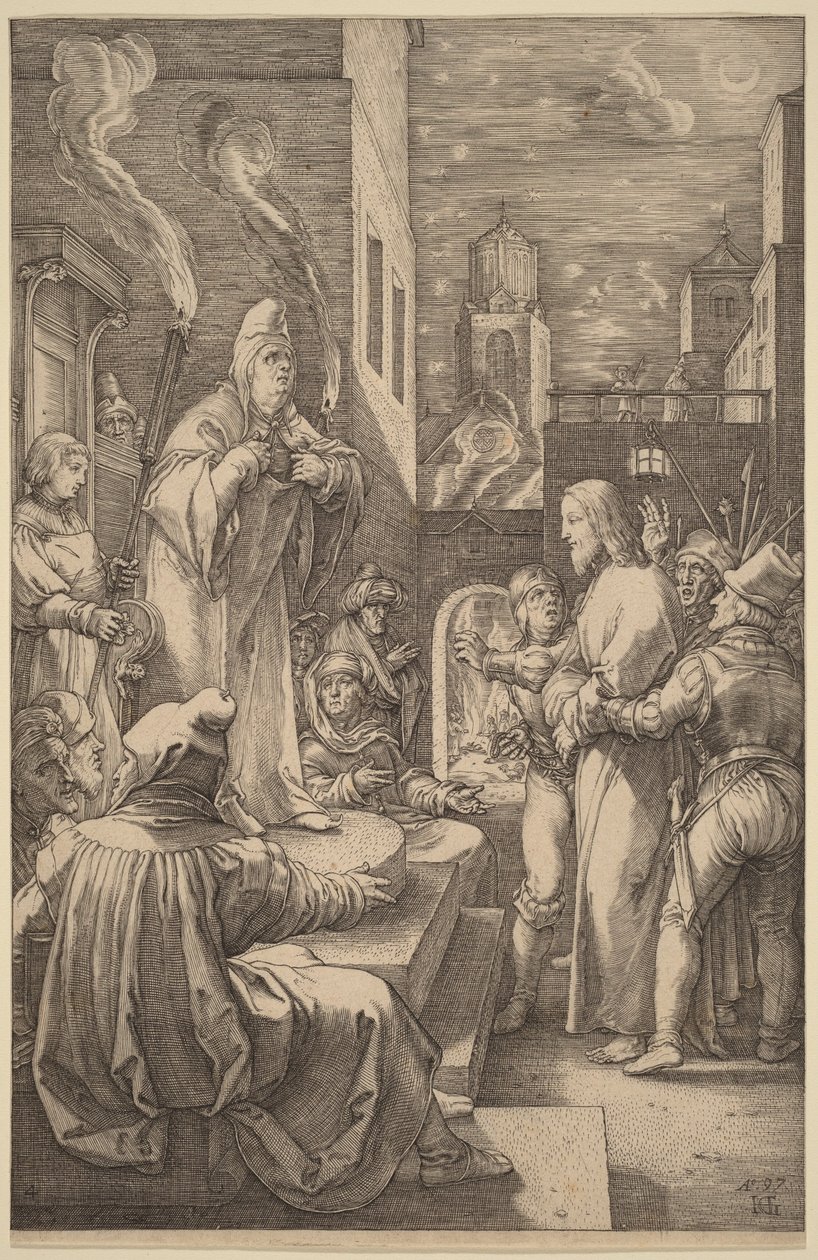 Kristus for Kajfas af Hendrick Goltzius