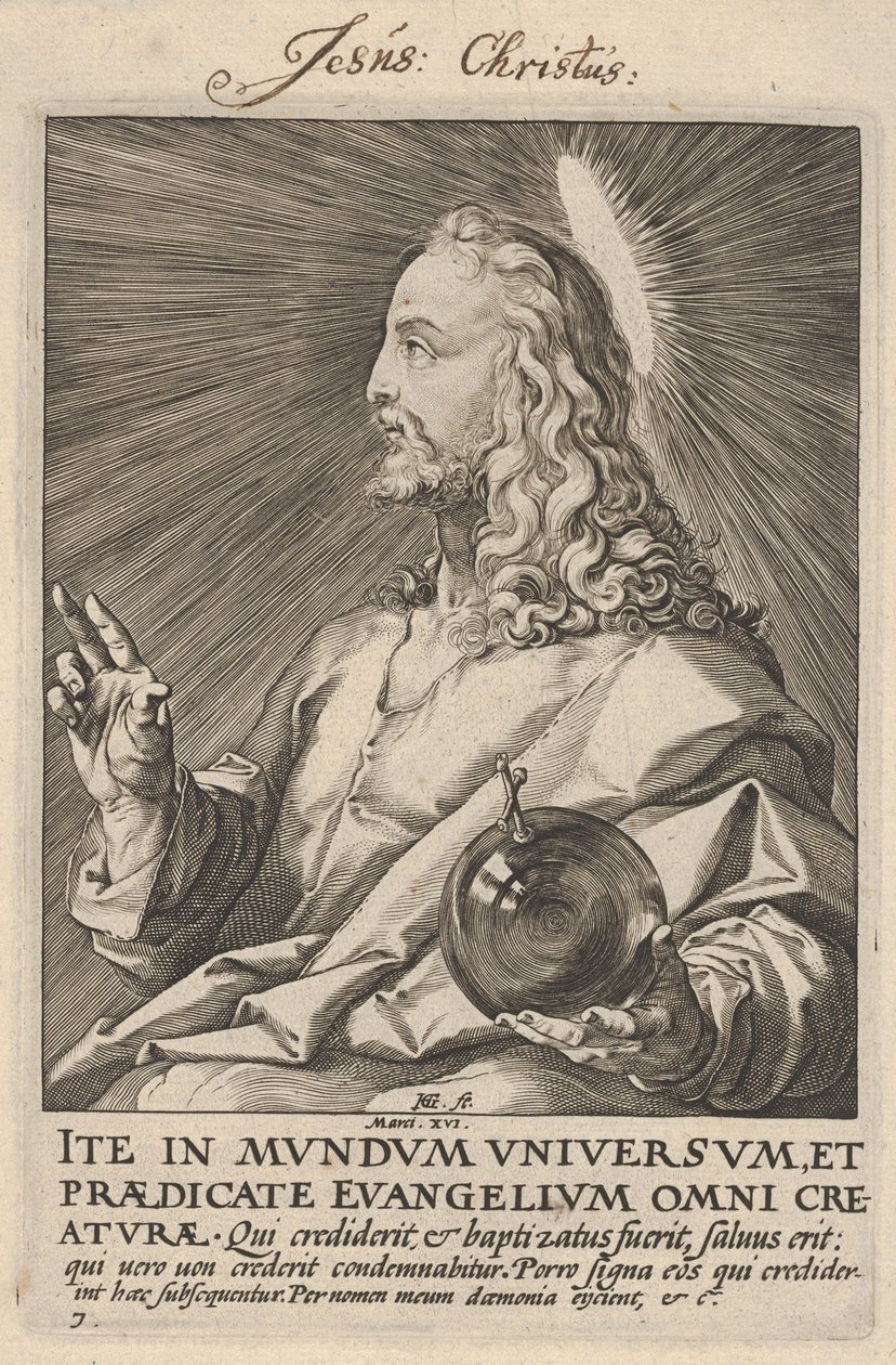 Kristus, fra »Kristus, apostlene og Sankt Paulus med trosbekendelsen« af Hendrick Goltzius