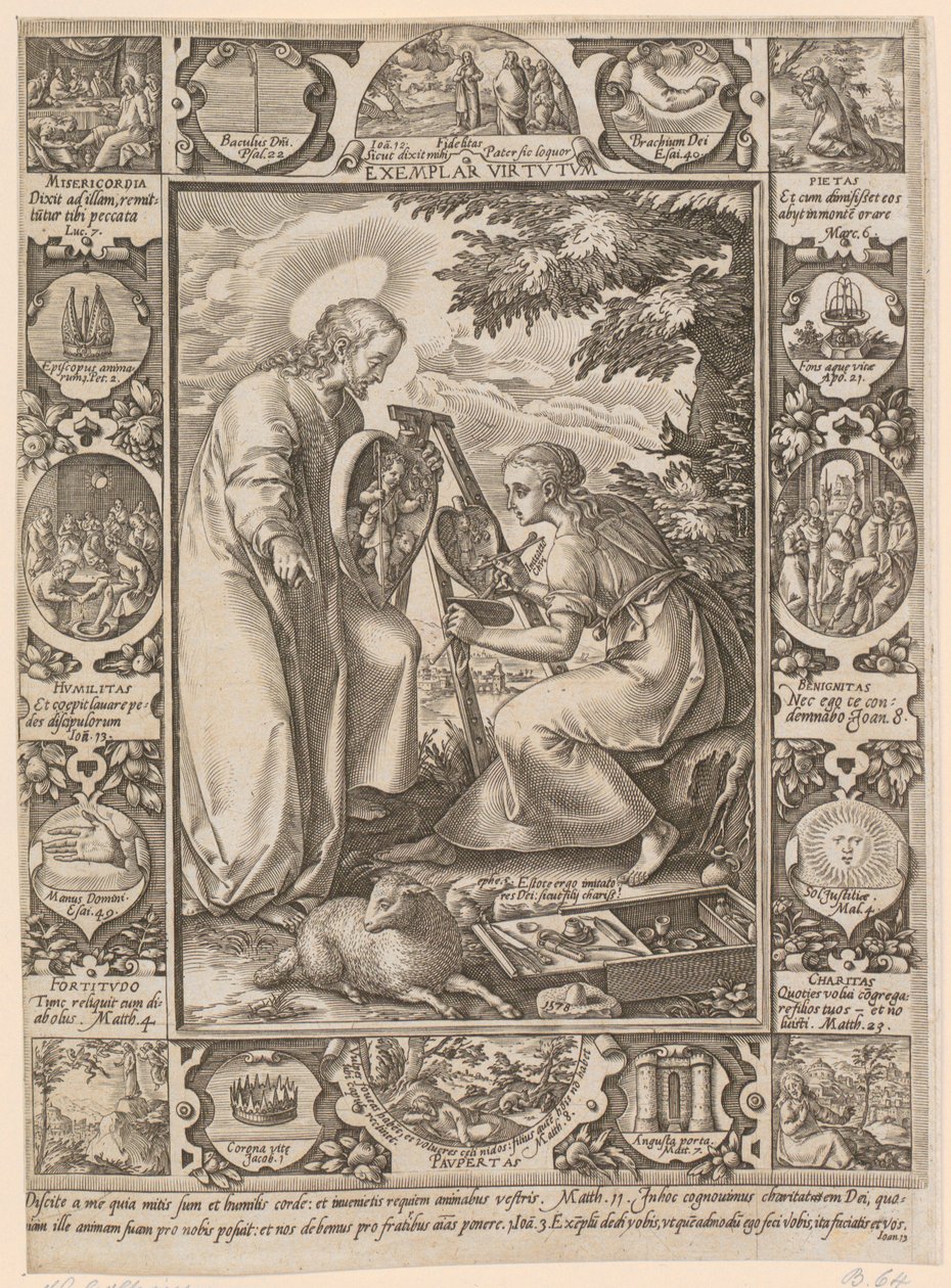 Kristus som et dydigt forbillede, blad 4 i serien »Kristi liv« af Hendrick Goltzius
