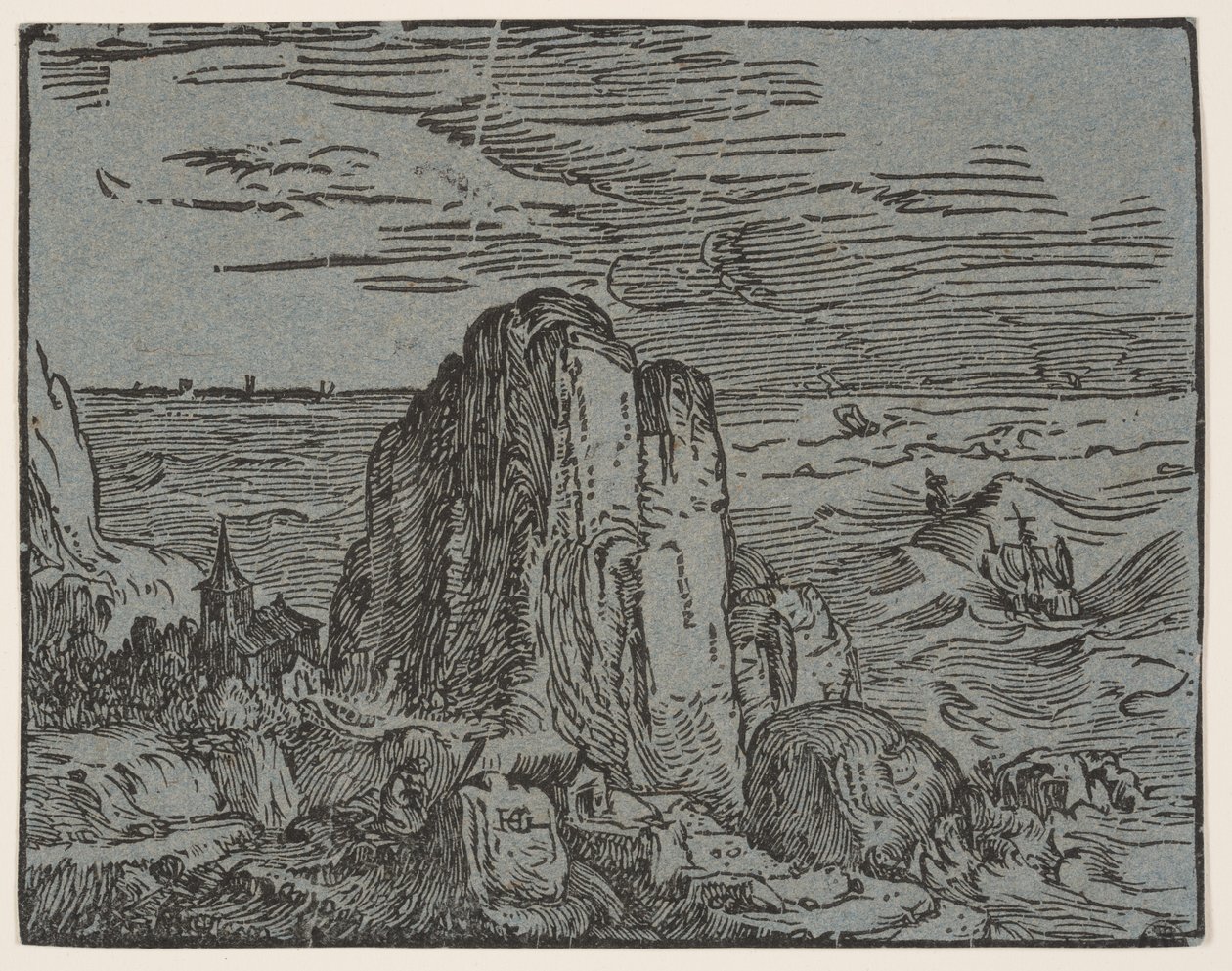 Klippe på en strandbred af Hendrick Goltzius