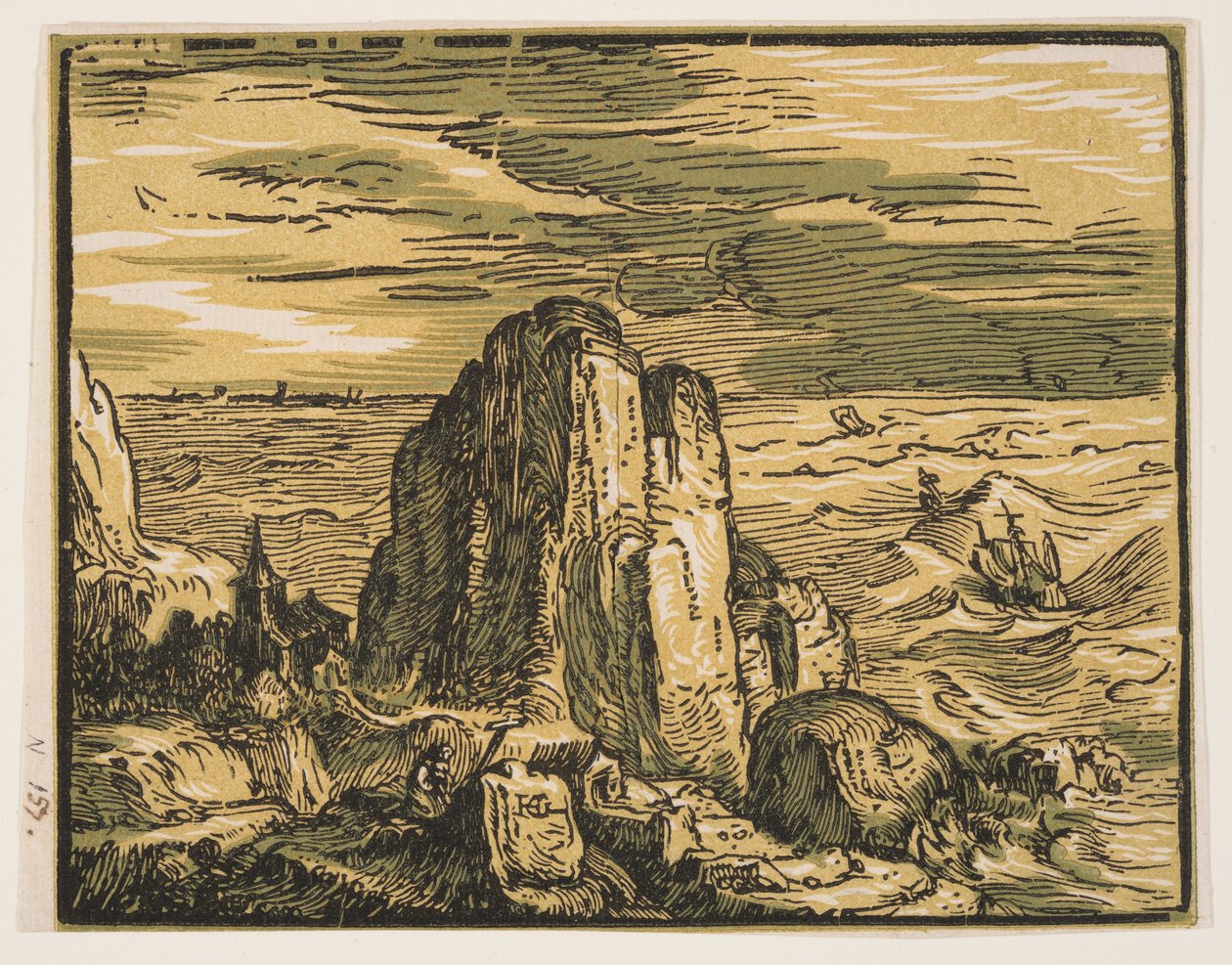 Klippe på en strandbred af Hendrick Goltzius