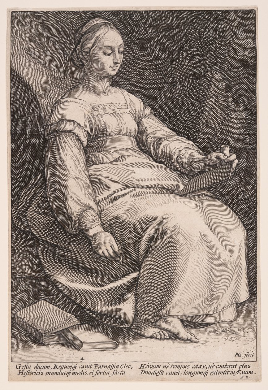 Clio, historiens muse, fra De ni muser af Hendrick Goltzius
