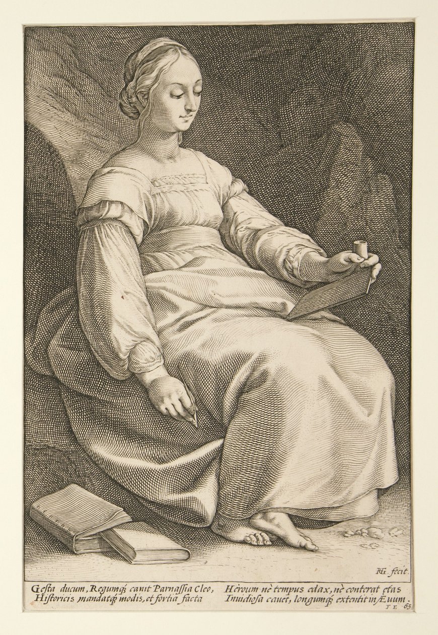 Clio, plade 4 fra serien »De ni muser« af Hendrick Goltzius