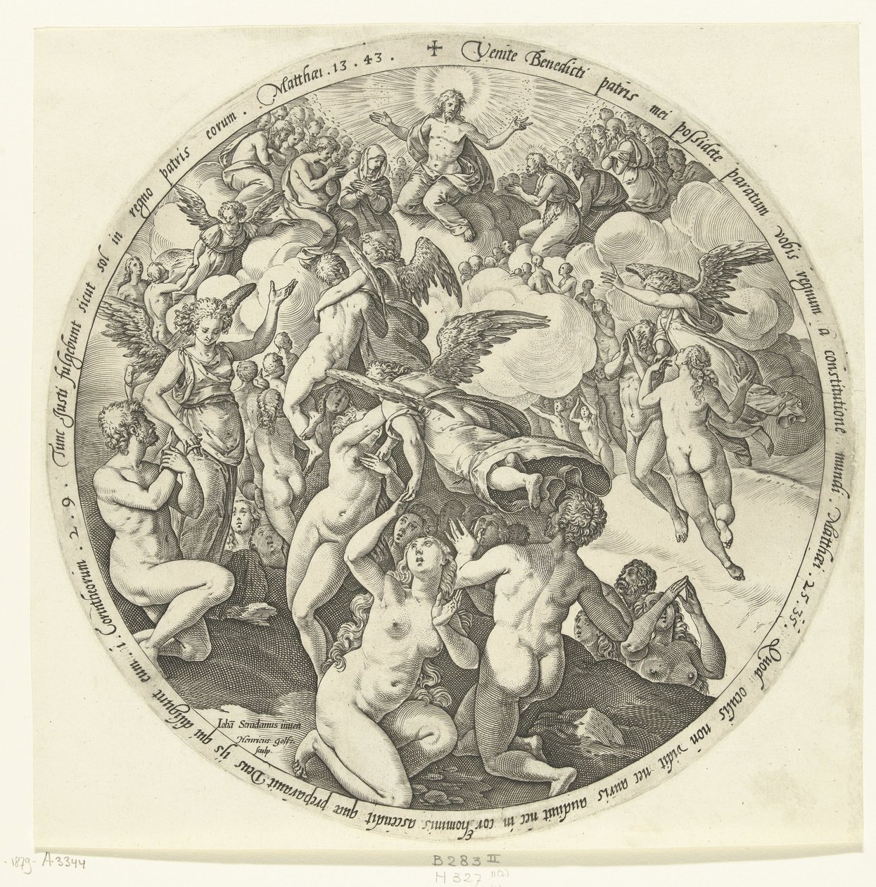 De velsignede modtages i himlen The Last Judgment (serietitel) af Hendrick Goltzius