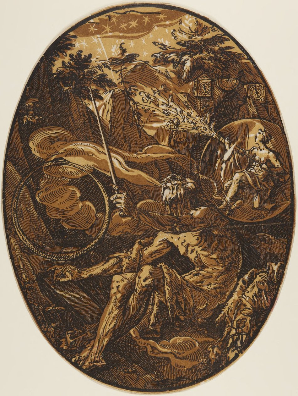 Demogorgon i Evighedshulen af Hendrick Goltzius
