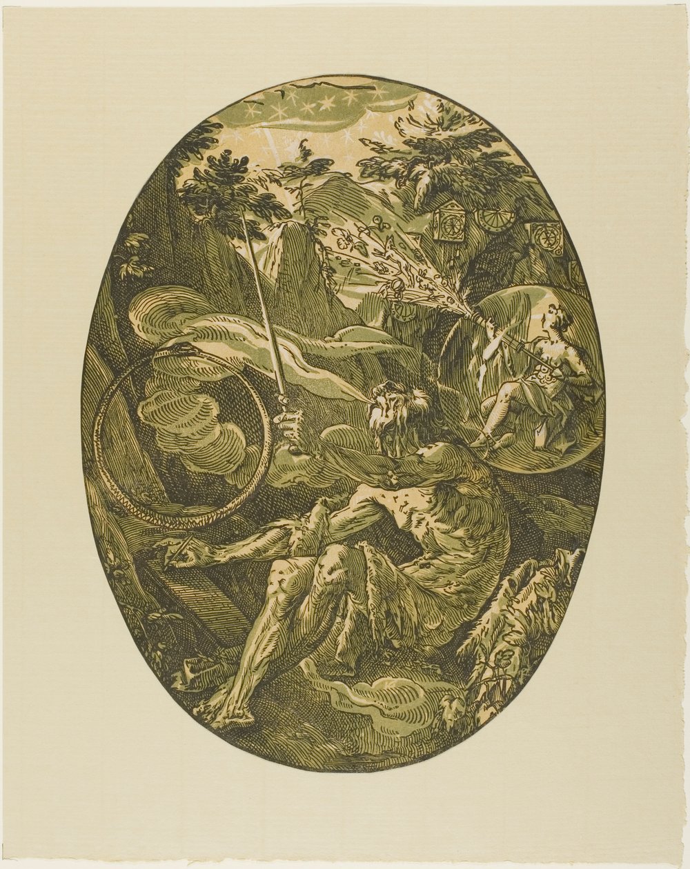 Demogorgon i Evighedens Cave, plade en fra Demogorgon and the Deities af Hendrick Goltzius
