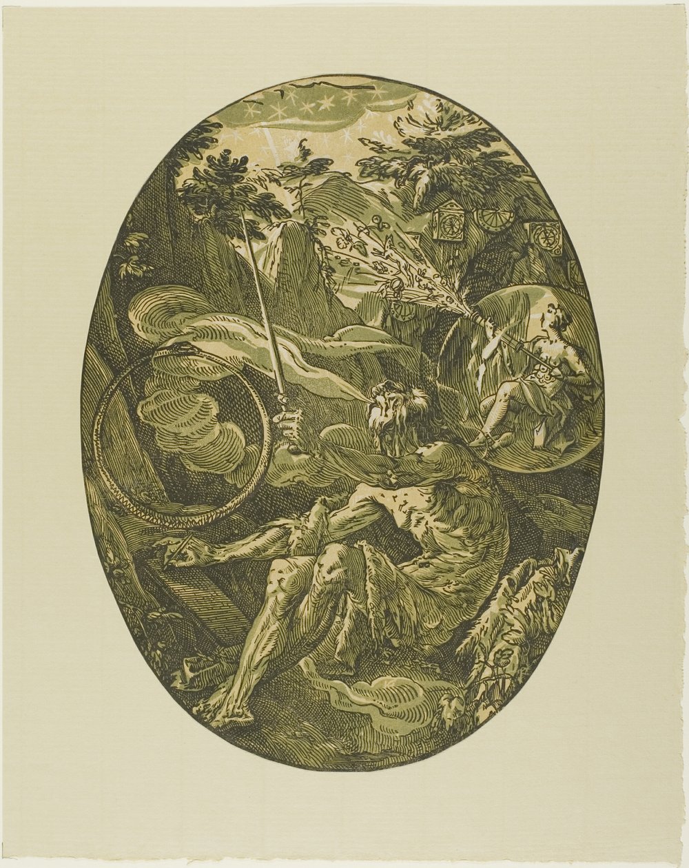 Demogorgon i Evighedens Cave, plade en fra Demogorgon and the Deities af Hendrick Goltzius