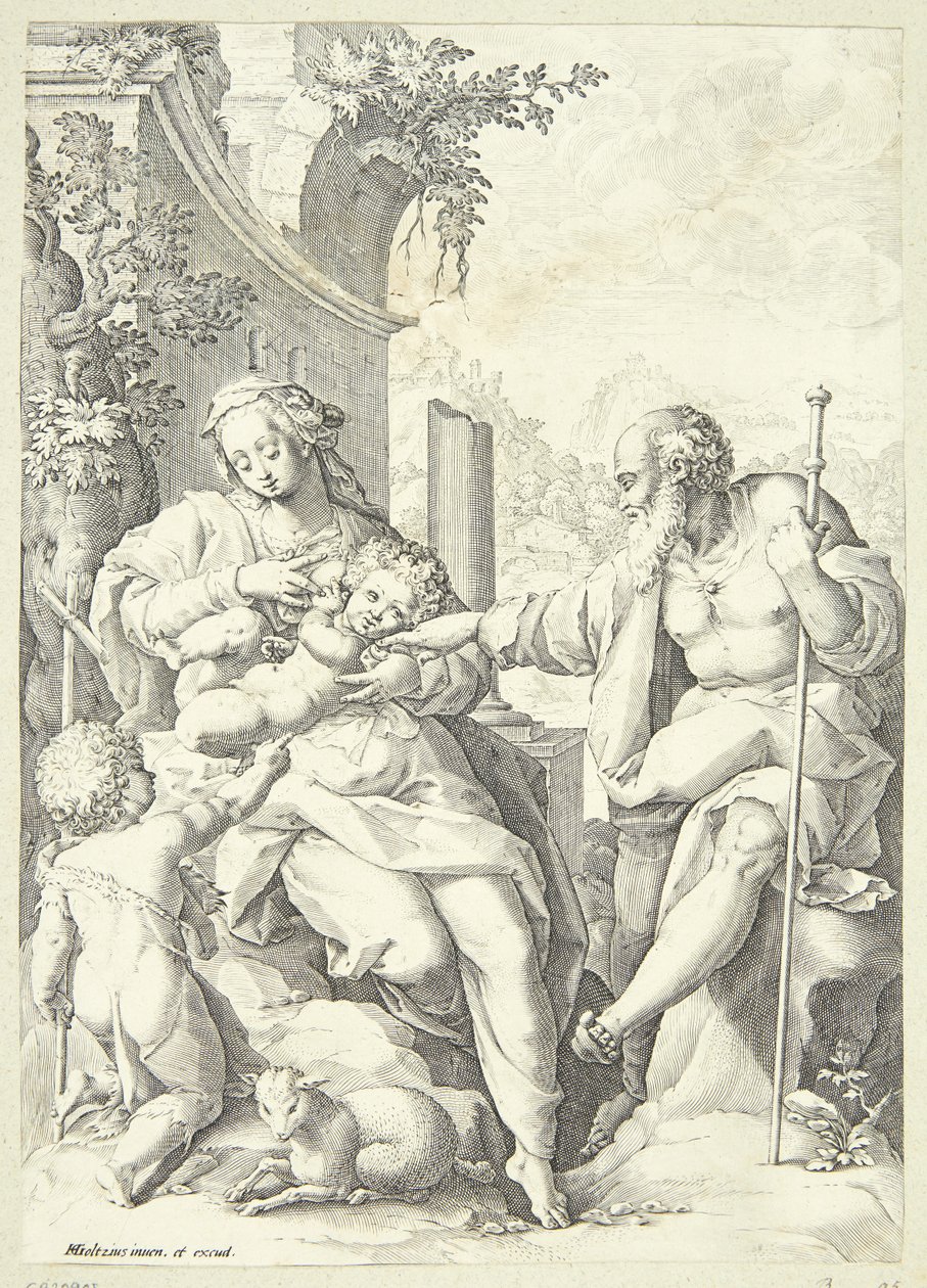Den hellige familie med den lille Johannes af Hendrick Goltzius