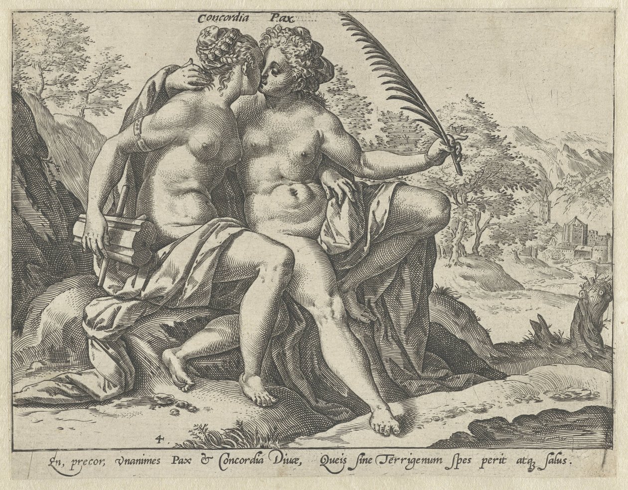 Enhed og fred (Concordia / Pax) De forenede dyder (serietitel) af Hendrick Goltzius