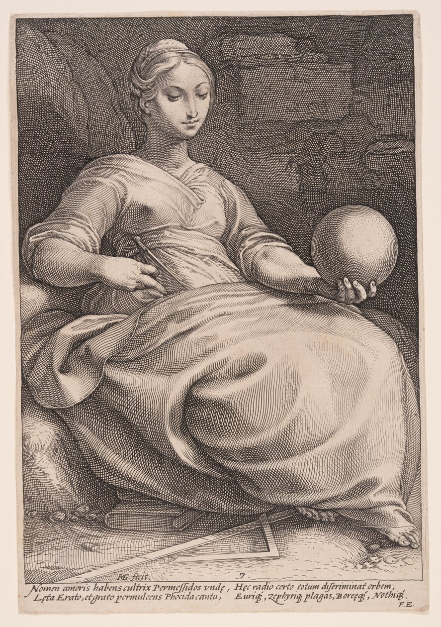 Erato, den lyriske poesis muse, fra De ni muser af Hendrick Goltzius